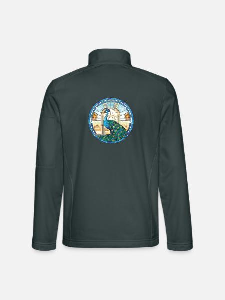 Pfauenbunte Aquarell-Tierillustration - Unisex Softshelljacke - Dunkelgrau - Hinten