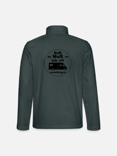 halt die welt an womo - Unisex Softshelljacke - Dunkelgrau - Hinten