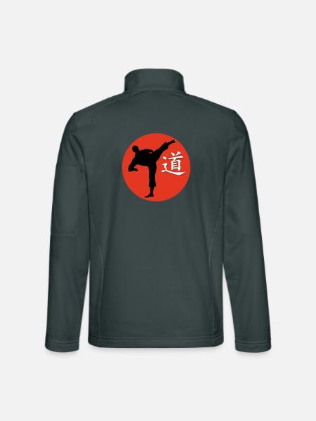kungfukämper und schrftzeichen dao - Unisex Softshelljacke - Dunkelgrau - Hinten