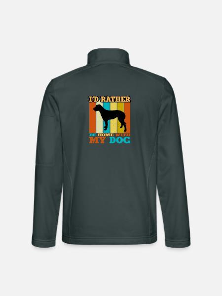 Irischer Wolfshund Hund Liebe Silhouette Vintage Sonnenuntergang - Unisex Softshelljacke - Dunkelgrau - Hinten