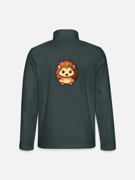 Igel Niedliche Karikatur Kawaii Aquarell Tier Haustier - Unisex Softshelljacke - Dunkelgrau - Hinten