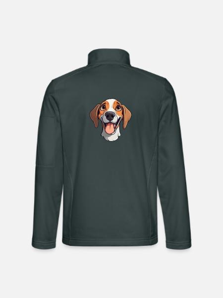 Harrier Hunderasse Aquarell Karikatur Kawaii Clipar - Unisex Softshelljacke - Dunkelgrau - Hinten