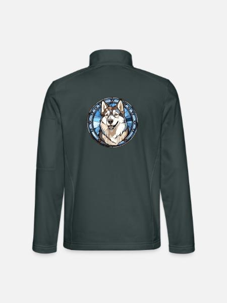 Siberian Huskie Hunderasse Aquarellglas - Unisex Softshelljacke - Dunkelgrau - Hinten