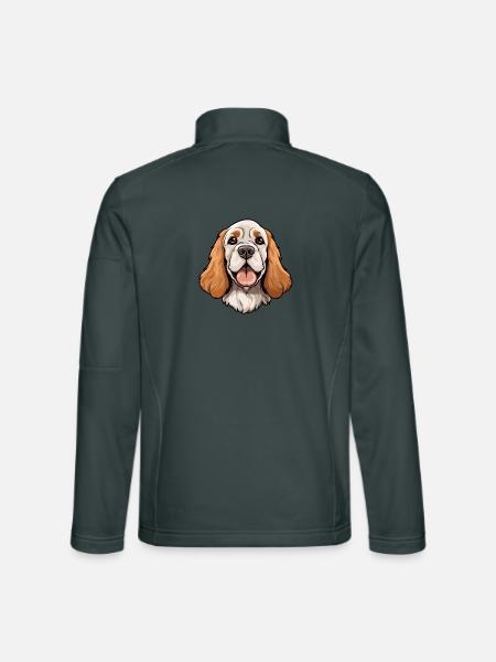Clumber Spaniel Hund Rasse Cartoon Kawaii Illustrat - Unisex Softshelljacke - Dunkelgrau - Hinten