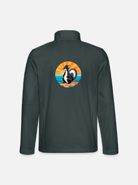 Skunk Aquarell Cartoon Kawaii Clipart Tier - Unisex Softshelljacke - Dunkelgrau - Hinten