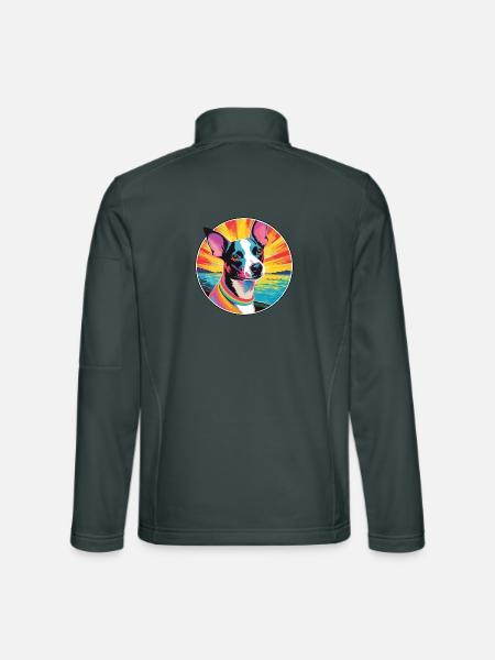 Decker Ratte Terrier Hunderasse Bunte Karikatur Wate - Unisex Softshelljacke - Dunkelgrau - Hinten