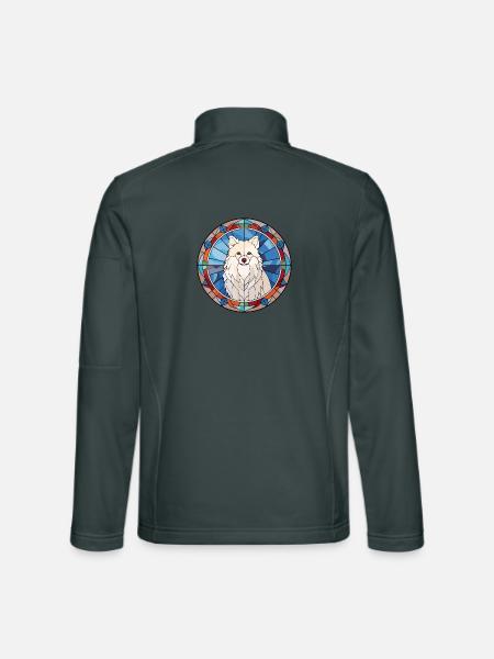 Amerikanische Eskimo-Hunderasse Buntes Glas Buntes W - Unisex Softshelljacke - Dunkelgrau - Hinten