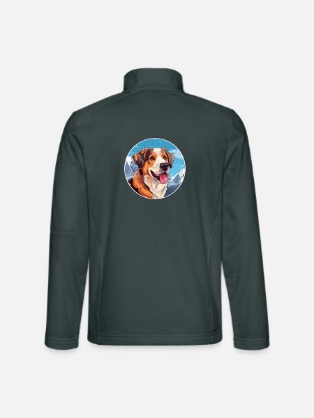Akbash Hunderasse Karikatur Kawaii Aquarell - Unisex Softshelljacke - Dunkelgrau - Hinten