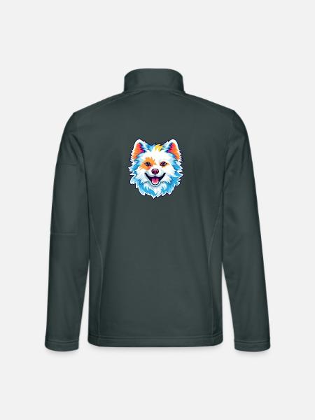 Amerikanische Eskimo-Hunderasse Cartoon Kawaii Illustrat - Unisex Softshelljacke - Dunkelgrau - Hinten
