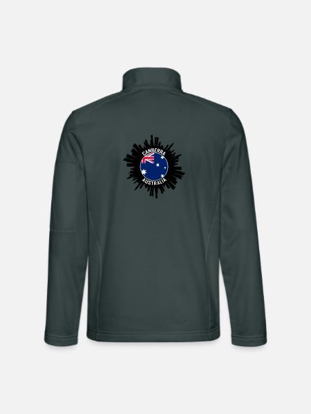 Canberra Skyline Australien Flagge Reisesouvenir - Unisex Softshelljacke - Dunkelgrau - Hinten