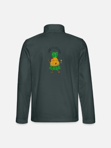 PiñaCutelada – süße Ananas mit Mocktail - Unisex Softshelljacke - Dunkelgrau - Hinten
