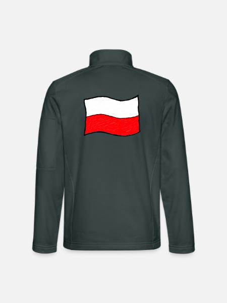 Handgezeichnete polnische Flagge - Unisex Softshelljacke - Dunkelgrau - Hinten
