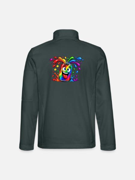 Regenbogen Dose Spaß - Unisex Softshelljacke - Dunkelgrau - Hinten