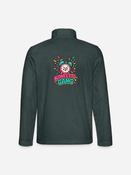 Konfetti-Gang Wecker 11:11 Karnevals-T-Shirt - Unisex Softshelljacke - Dunkelgrau - Hinten
