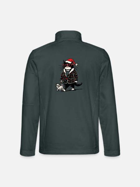 Cool Christmas Lights Cat Walking Dog - Unisex Softshelljacke - Dunkelgrau - Hinten