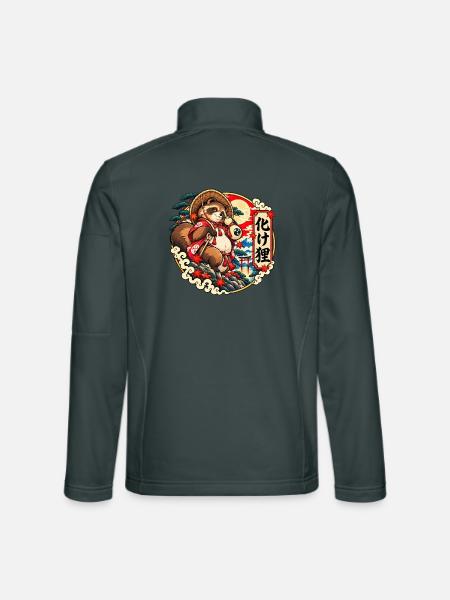Bake Tanuki: Japans schelmischer Yokai - Unisex Softshelljacke - Dunkelgrau