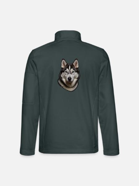 Husky  Porträt - Unisex Softshelljacke - Dunkelgrau - Hinten