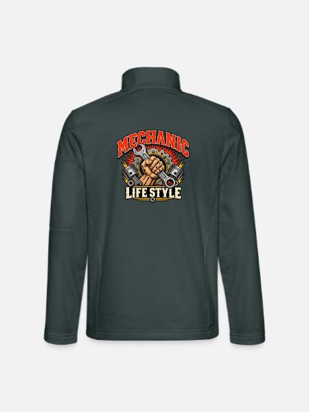 Lebensstil als Mechaniker - Unisex Softshelljacke - Dunkelgrau - Hinten