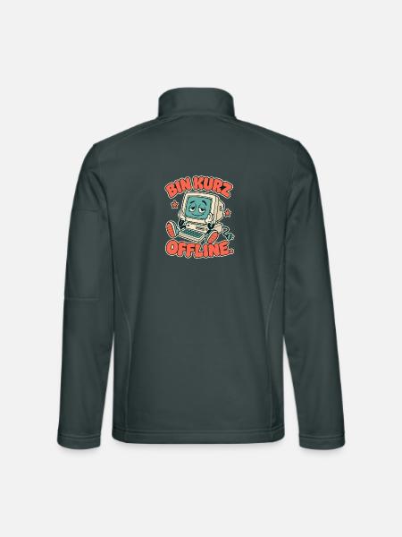 Bin Kurz Offline Retro-Computer - Unisex Softshelljacke - Dunkelgrau - Hinten