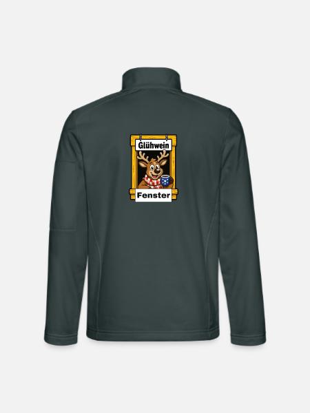 EG Glühwein Fenster Elch Rentier Tier Weihnachten - Unisex Softshelljacke - Dunkelgrau - Hinten