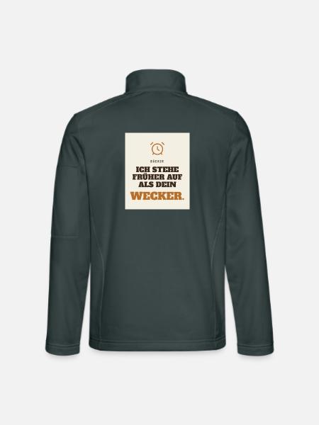 Ich stehe früher auf als dein Wecker - Unisex Softshelljacke - Dunkelgrau - Hinten