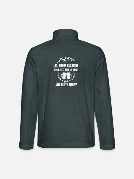 Super Aussicht, wo gibts Bier? - Unisex Softshelljacke - Dunkelgrau - Hinten