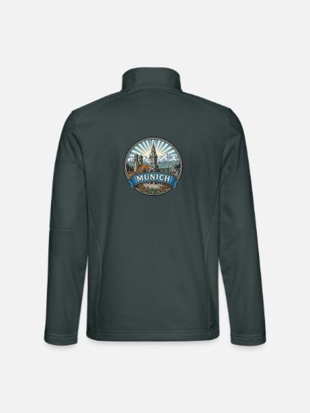 Münchener Bayern Reiseabzeichen Marienplatz Souvenir - Unisex Softshelljacke - Dunkelgrau - Hinten