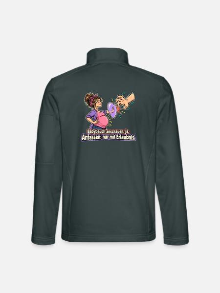 Babybauch anfassen nur mit Erlaubnis - Unisex Softshelljacke - Dunkelgrau - Hinten