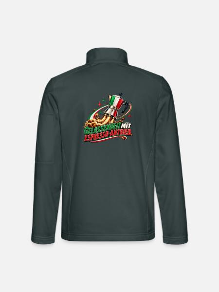 Gelassenheit mit Espresso-Antrieb - Unisex Softshelljacke - Dunkelgrau - Hinten