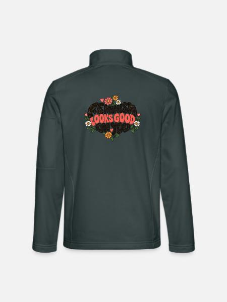 "Feminism looks good on you" - Unisex Softshelljacke - Dunkelgrau - Hinten