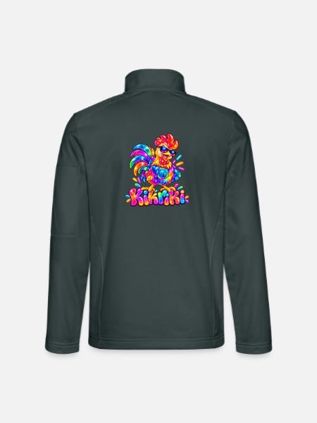 Buntes Huhn mit Sonnenbrille - Unisex Softshelljacke - Dunkelgrau - Hinten