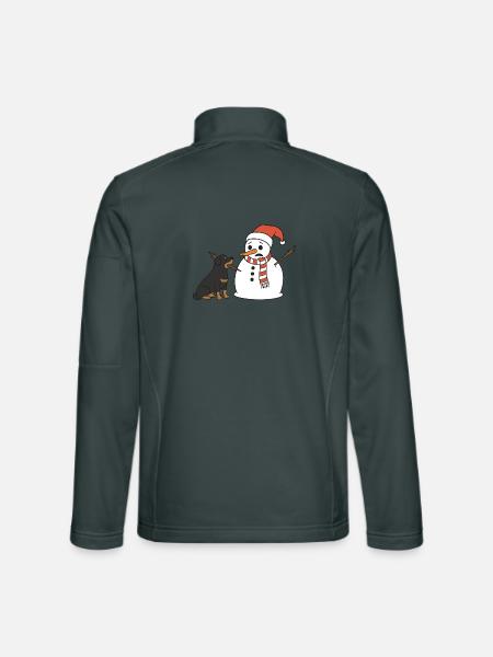 Rottweiler klaut Schneemann den Stockarm - Unisex Softshelljacke - Dunkelgrau - Hinten