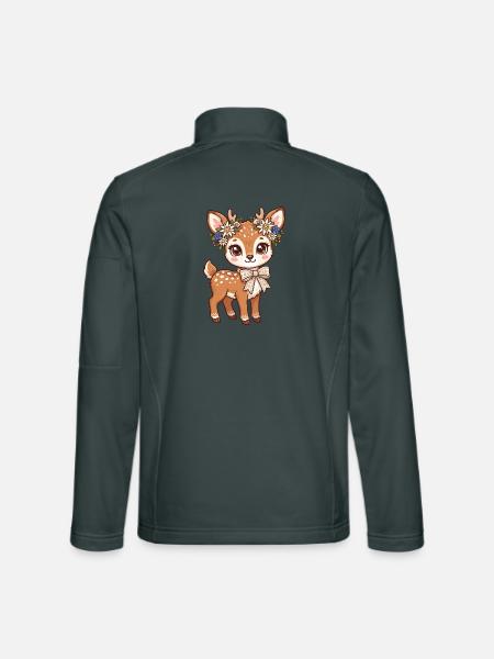 Blumenkranz Reh - Unisex Softshelljacke - Dunkelgrau - Hinten