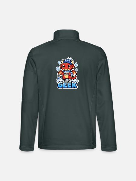 ICH BIN EIN NERD – Winterroter Drache - Unisex Softshelljacke - Dunkelgrau - Hinten