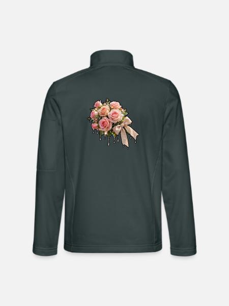 Rose Dew Bow Strauß - Unisex Softshelljacke - Dunkelgrau - Hinten