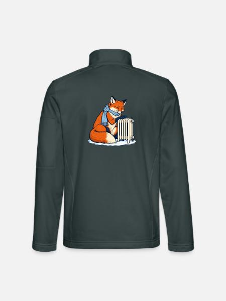 Winterfuchs mit Schal am Heizkörper - Unisex Softshelljacke - Dunkelgrau - Hinten