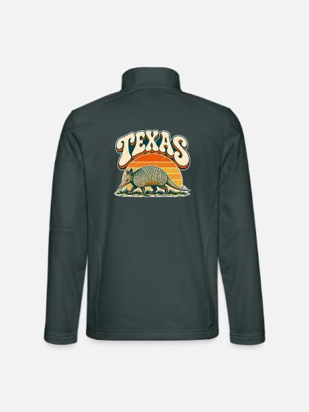 Texas Armadillo Retro Sonnenuntergang - Unisex Softshelljacke - Dunkelgrau - Hinten