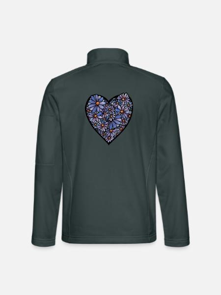 Blaue Blütenherzblüte - Unisex Softshelljacke - Dunkelgrau - Hinten