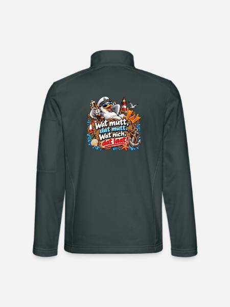 Wat mutt, datt mutt Nautik Clipart - Unisex Softshelljacke - Dunkelgrau - Hinten