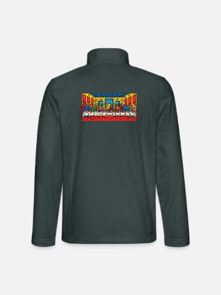 Pop-Art-Panel zum letzten Abendmahl - Unisex Softshelljacke - Dunkelgrau - Hinten