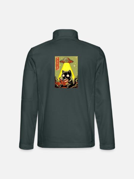 Leseabend unter UFO Lichtkatze - Unisex Softshelljacke - Dunkelgrau - Hinten