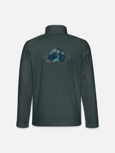 BMX Herzschlag EKG: Minimalistisches Silhouette - Unisex Softshelljacke - Dunkelgrau - Hinten