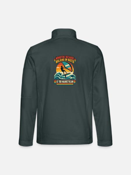 Wingfoil Because Walking On Water - Unisex Softshelljacke - Dunkelgrau - Hinten