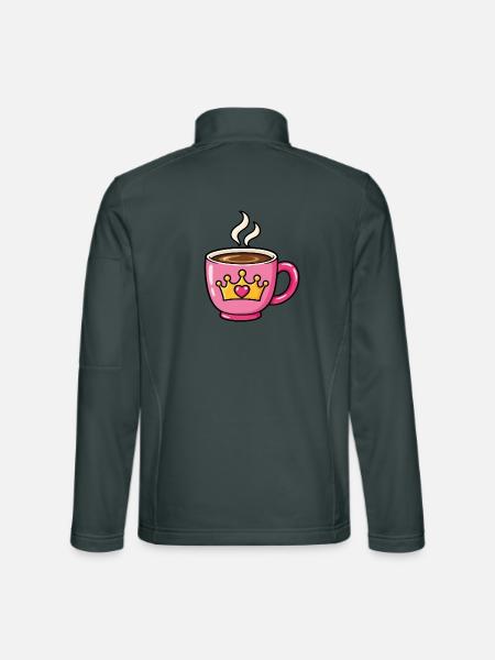 Prinzessinnen Kaffee – Rosa Tasse mit Krone - Unisex Softshelljacke - Dunkelgrau - Hinten