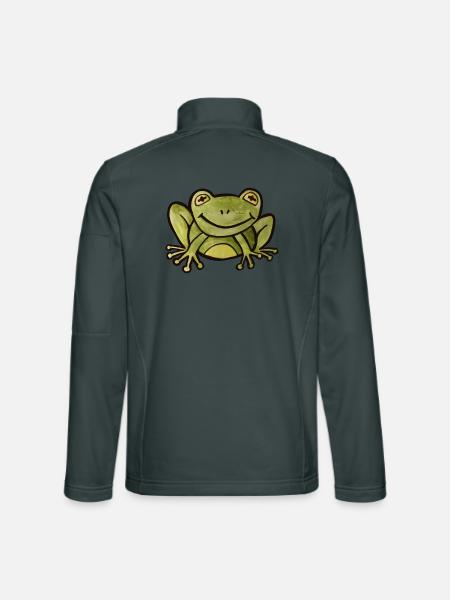 Smaragdfrosch Pop-Art-T-Shirt - Unisex Softshelljacke - Dunkelgrau - Hinten