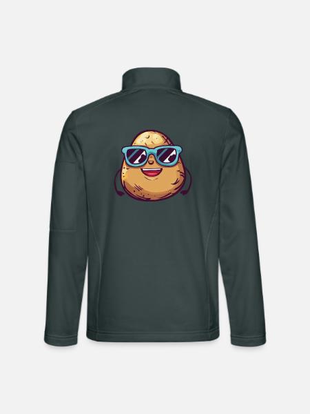 Lachende Kartoffel mit Sonnenbrille - Unisex Softshelljacke - Dunkelgrau - Hinten