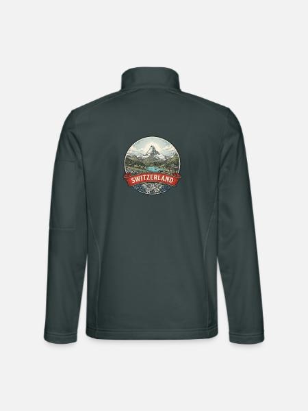 Schweiz Reiseabzeichen Matterhorn Alpine Geschenk - Unisex Softshelljacke - Dunkelgrau - Hinten