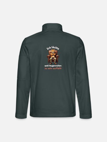Ich lächle, weil Augenrollen zu sehr auffällt - Unisex Softshelljacke - Dunkelgrau - Hinten