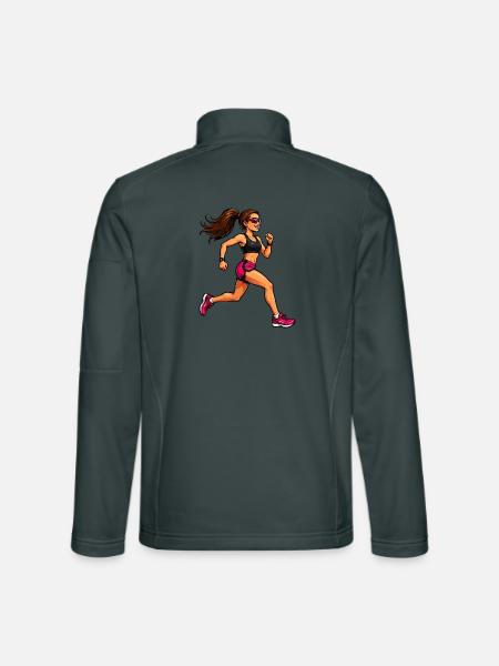 Powerfrau Lauf-Illustration - Unisex Softshelljacke - Dunkelgrau - Hinten