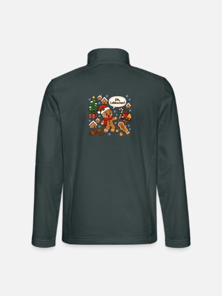 oh Lebkuchen lustige Weihnachten Kuchen Sprüche - Unisex Softshelljacke - Dunkelgrau - Hinten